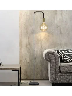 ZMH Stehleuchten<Stehlampe in gold E27 Vintage mit Fußschalter H 157cm