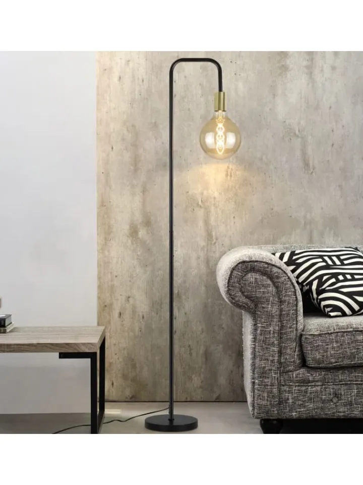ZMH Stehleuchten<Stehlampe in gold E27 Vintage mit Fußschalter H 157cm