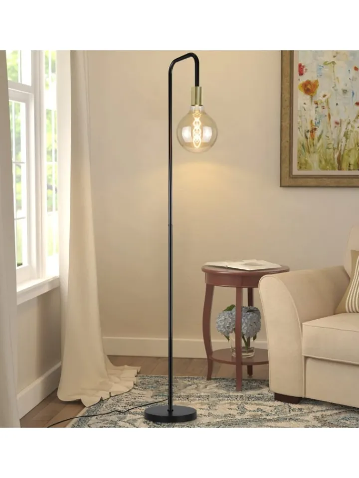 ZMH Stehleuchten<Stehlampe in gold E27 Vintage mit Fußschalter H 157cm