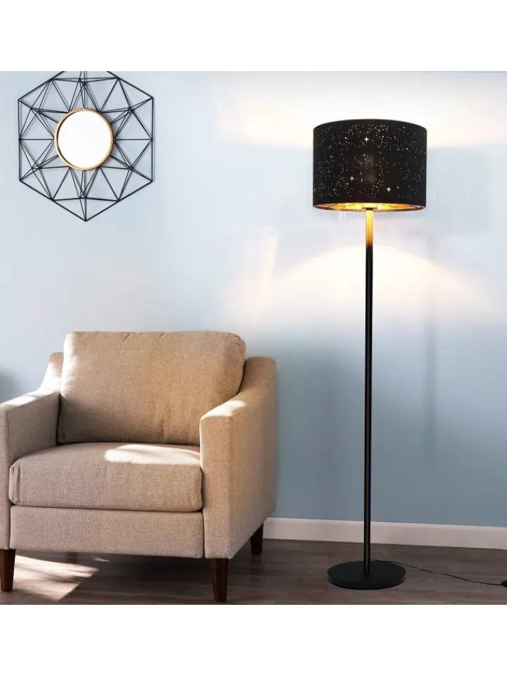 ZMH Stehleuchten<Stehlampe in schwarz E27 H 144cm Sternenhimmel Design
