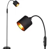 ZMH Stehleuchten<Stehlampe in schwarz E14 H 163cm 360° Drehbar mit Stoff Lampenschirm