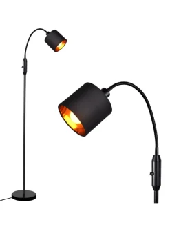 ZMH Stehleuchten<Stehlampe in schwarz E14 H 163cm 360° Drehbar mit Stoff Lampenschirm