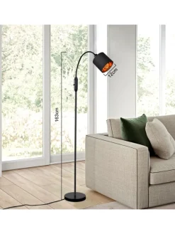 ZMH Stehleuchten<Stehlampe in schwarz E14 H 163cm 360° Drehbar mit Stoff Lampenschirm