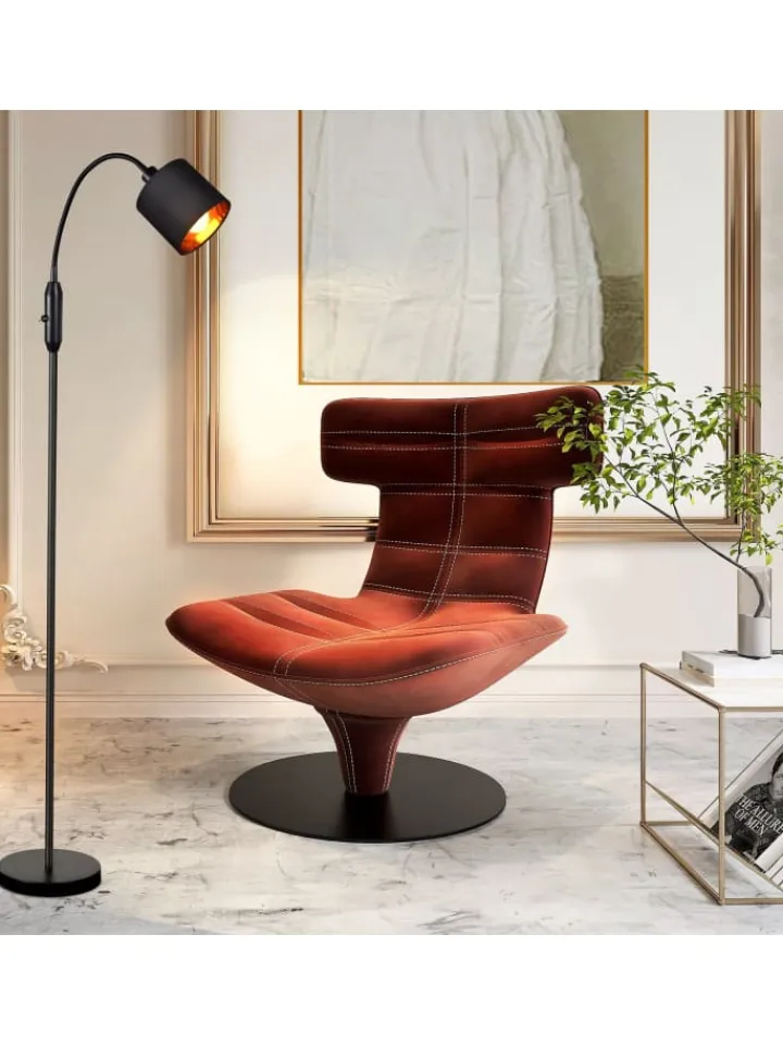 ZMH Stehleuchten<Stehlampe in schwarz E14 H 163cm 360° Drehbar mit Stoff Lampenschirm