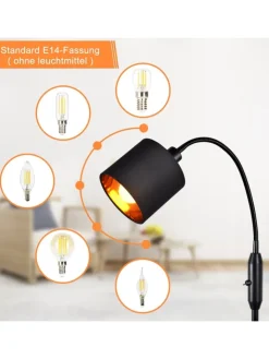 ZMH Stehleuchten<Stehlampe in schwarz E14 H 163cm 360° Drehbar mit Stoff Lampenschirm