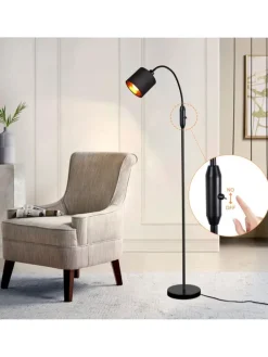 ZMH Stehleuchten<Stehlampe in schwarz E14 H 163cm 360° Drehbar mit Stoff Lampenschirm