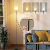 ZMH Stehleuchten<Stehlampe in weiß 1-flammige Eckig dimmbar B 10.5cm