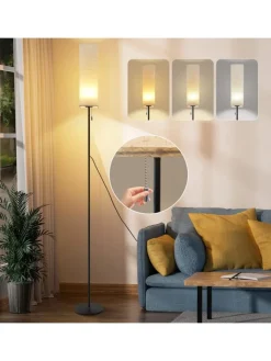 ZMH Stehleuchten<Stehlampe in weiß 1-flammige Eckig dimmbar B 10.5cm