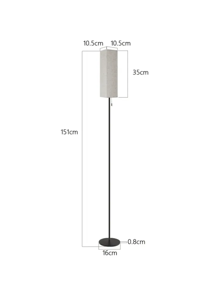 ZMH Stehleuchten<Stehlampe in weiß 1-flammige Eckig dimmbar B 10.5cm