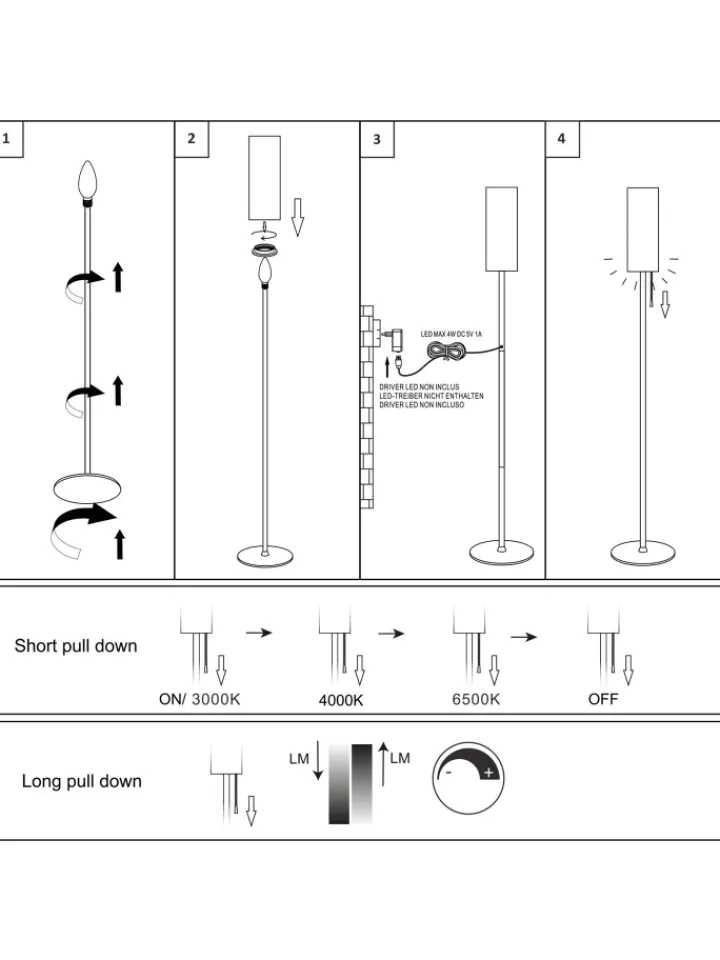 ZMH Stehleuchten<Stehlampe in weiß 1-flammige Eckig dimmbar B 10.5cm