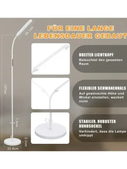 ZMH Stehleuchten<Stehlampe in weiß H 137cm touch dimmbar Timer Bodenlampe