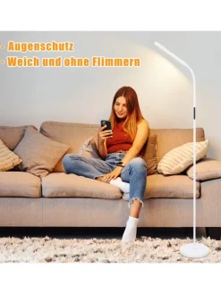 ZMH Stehleuchten<Stehlampe in weiß H 137cm touch dimmbar Timer Bodenlampe