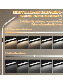 ZMH Stehleuchten<Stehlampe in weiß H 137cm touch dimmbar Timer Bodenlampe