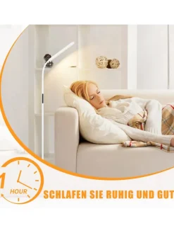 ZMH Stehleuchten<Stehlampe in weiß H 137cm touch dimmbar Timer Bodenlampe