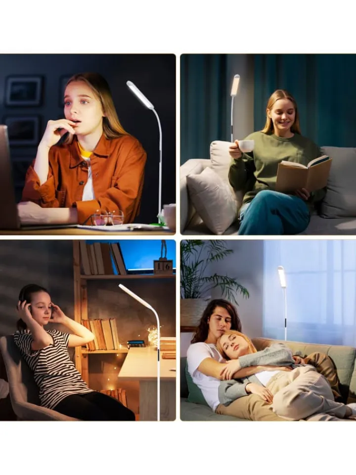ZMH Stehleuchten<Stehlampe in weiß H 137cm touch dimmbar Timer Bodenlampe