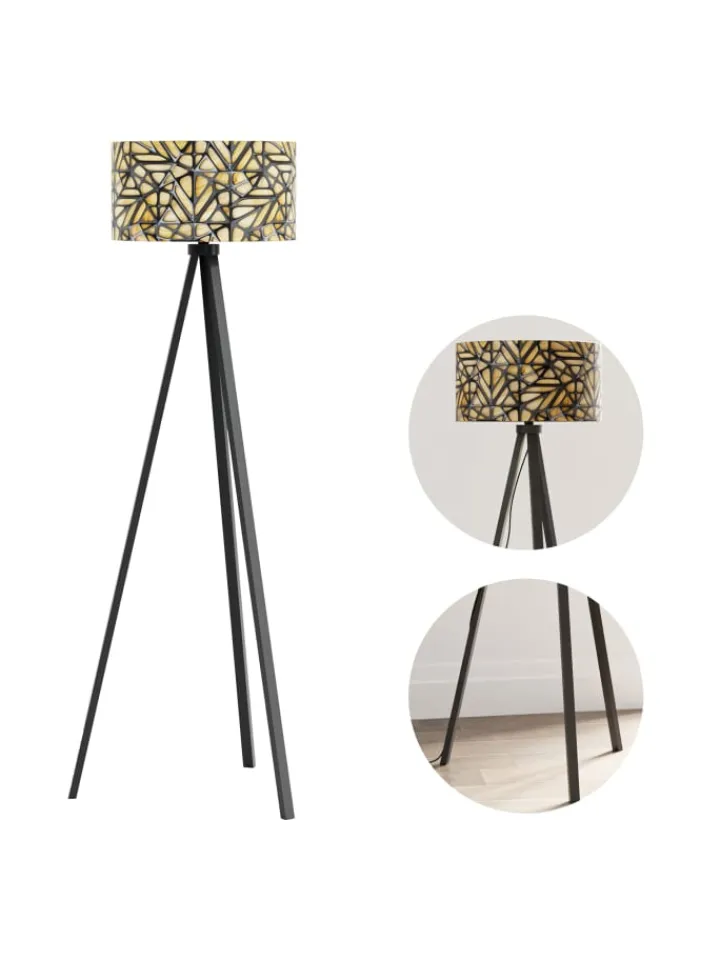 lux.pro Stehleuchten<Stehlampe Royal Tunbridge Wells in Hellbraun Schwarz (H)140cm (B)40cm (T)40cm