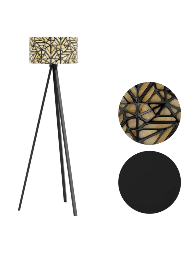 lux.pro Stehleuchten<Stehlampe Royal Tunbridge Wells in Hellbraun Schwarz (H)140cm (B)40cm (T)40cm