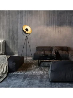 näve Stehleuchten<Stehleuchte "BERNICE" in schwarz-gold - (L)55 cm x (B)55 cm x (H)153 cm