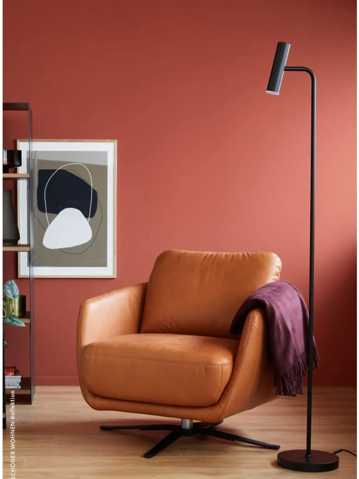 Schöner Wohnen Stehleuchten<Stehleuchte Stina in schwarz - (H) 154 cm x Ø 23 cm