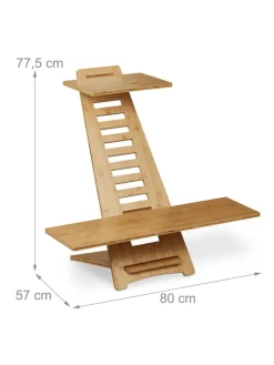 relaxdays Büro- & Schulbedarf<Stehpult Aufsatz in Natur - (B)80 x (H)77,5 x (T)57 cm