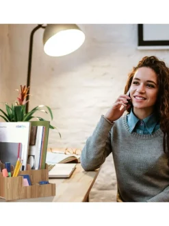 relaxdays Büro- & Schulbedarf<Stehsammler in Dunkelbraun