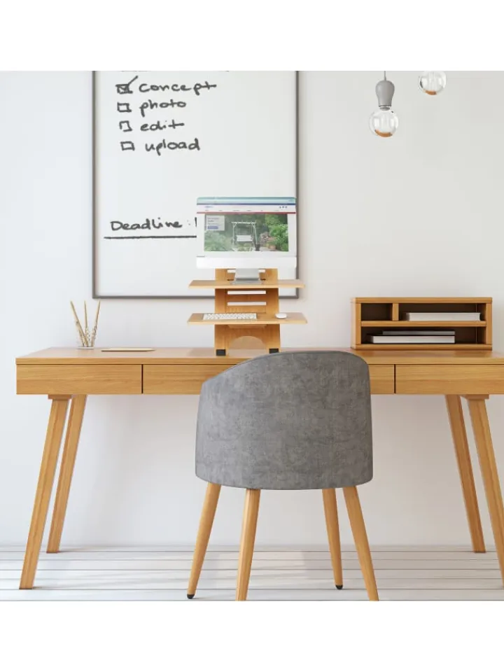 relaxdays Büro- & Schulbedarf<Stehschreibtisch Aufsatz in Natur - (B)60 x (H)61 x (T)61 cm