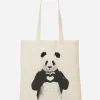 WOOOP Einkaufstaschen & -Trolleys<Stoffbeutel "Love Panda" in Creme/ Schwarz - (B)36 x (H)43 cm