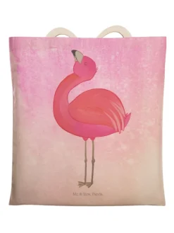 Mr. & Mrs. Panda Einkaufstaschen & -Trolleys<Stofftragetasche Flamingo Stolz ohne Spruch in Aquarell Pink