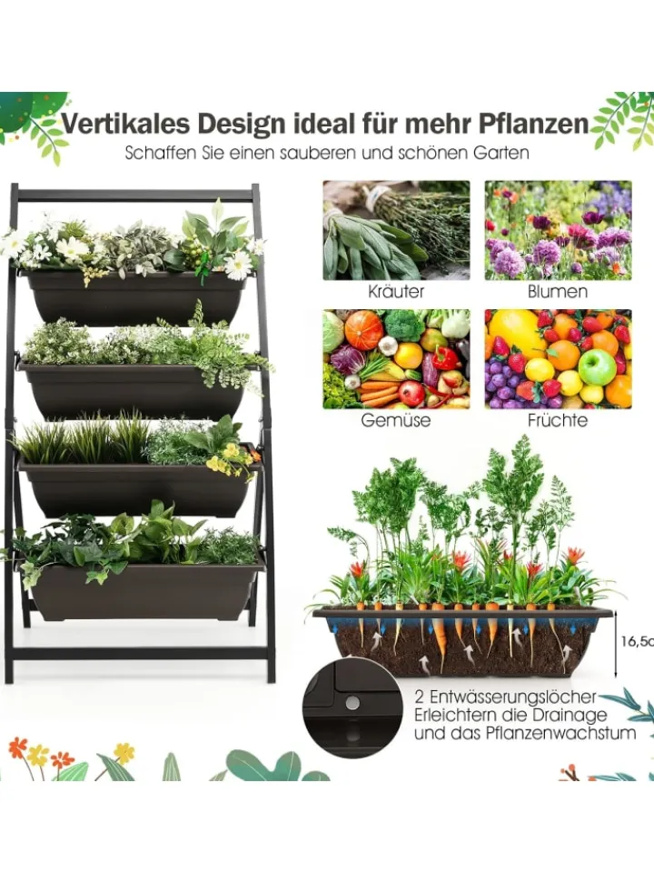COSTWAY Pflanzen & Zubehör<4-stufig Hochbeet in Braun