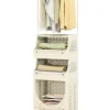 COSTWAY Wäschekörbe & -Ständer<4-stufig Kleiderstangen schmal mit Wäschekorbwagen in Beige