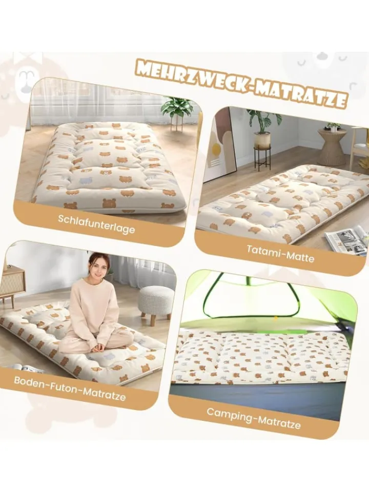 COSTWAY Betten & Matratzen<Tatami-Matte 90x200cm in Braun