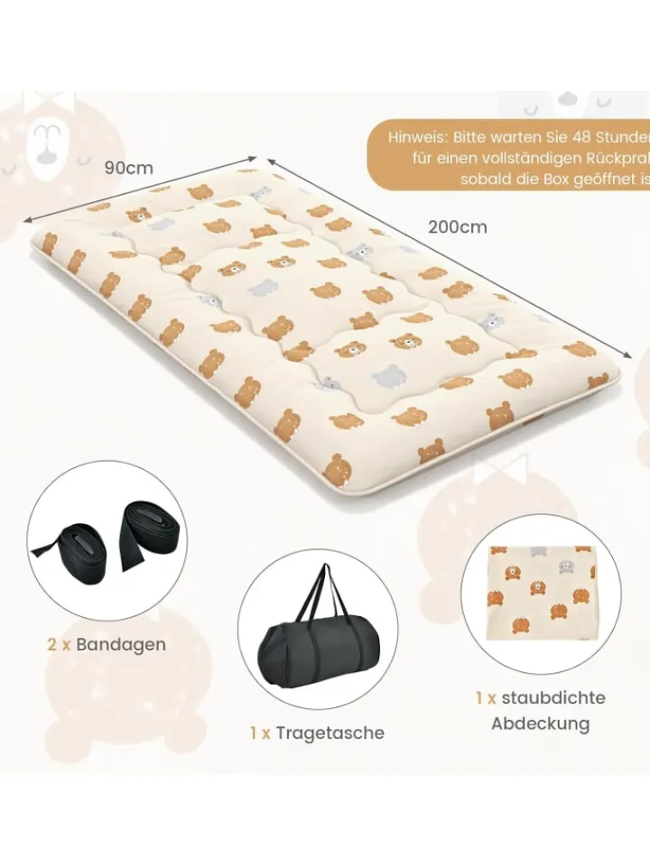 COSTWAY Betten & Matratzen<Tatami-Matte 90x200cm in Braun