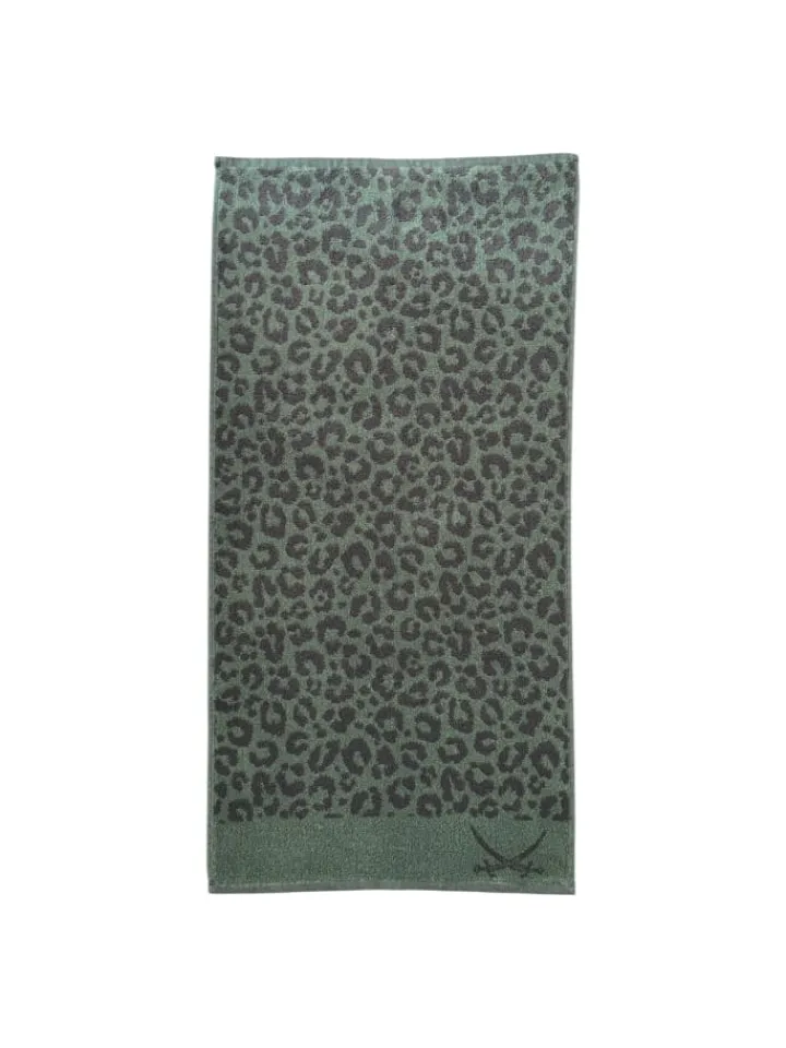 Sansibar Badtextilien<8-teilig Handtuch-Set LEO 100 % Baumwolle, Leo-Design in Lagune/Anthrazit