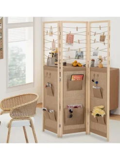 COSTWAY Paravents<3-teilig Raumteiler 120 × 170 cm in Hellbraun