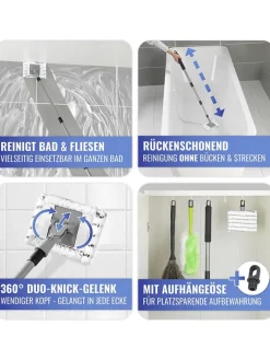Maximex Putz- & Waschutensilien<Teleskop-Fliesenwischer in Schwarz/ Silber