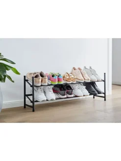 STORE IT Garderoben<Teleskop-Schuhregal "Loft" in Schwarz- (B)62 -116 x (H)36 x (T)23 cm