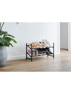 STORE IT Garderoben<Teleskop-Schuhregal "Loft" in Schwarz- (B)62 -116 x (H)36 x (T)23 cm