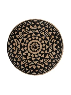 House Nordic Outdoorteppiche<Teppich BOMBAY Jute Rund Schwarz / Natur 120 cm