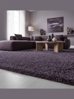 KADIMA DESIGN Teppiche & Fußmatten<Teppich Hochflor Shaggy Uni-Look Polypropylen Wohnzimmer in VIOLETT