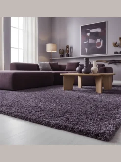 KADIMA DESIGN Teppiche & Fußmatten<Teppich Hochflor Shaggy Uni-Look Polypropylen Wohnzimmer in VIOLETT