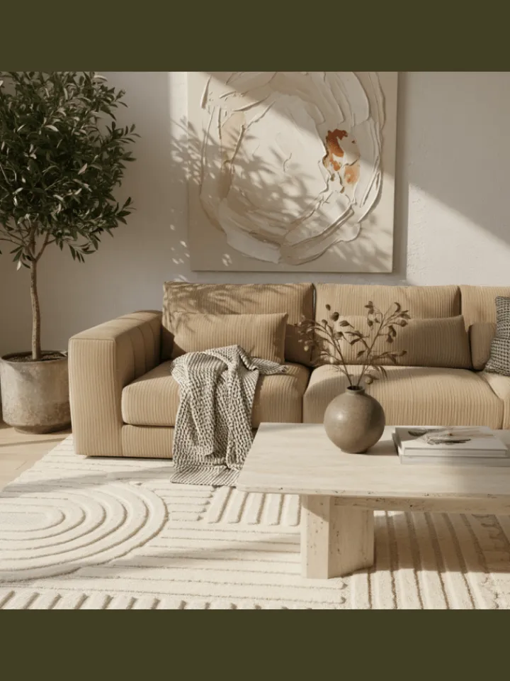 KADIMA DESIGN Teppiche & Fußmatten<Teppich Hochflor Skandi-Boho Muster Polypropylen Wohnzimmer in Creme