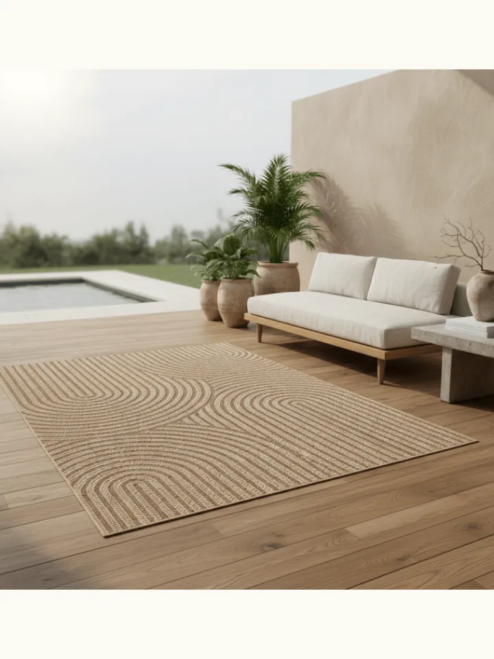 KADIMA DESIGN Outdoorteppiche<Teppich In-/Outdoor Jute-Optik Flachgewebe Grobe Linien Polypropylen