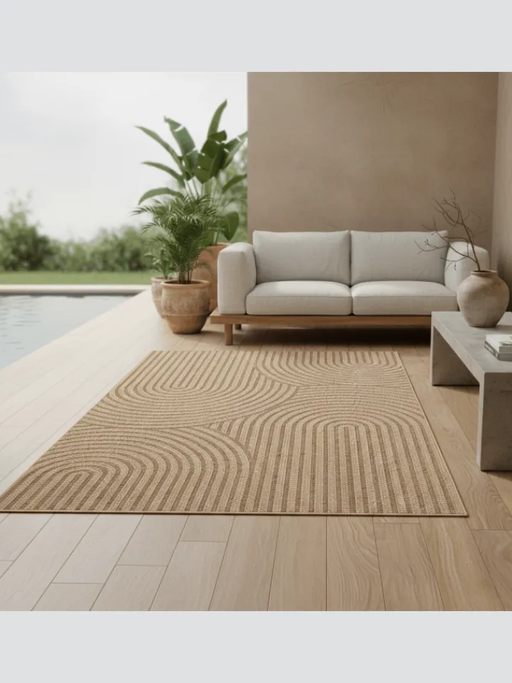 KADIMA DESIGN Outdoorteppiche<Teppich In-/Outdoor Jute-Optik Flachgewebe Grobe Linien Polypropylen