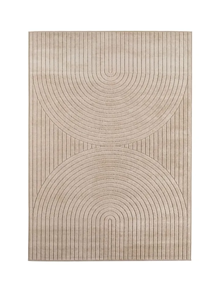 KADIMA DESIGN Outdoorteppiche<Teppich In-/Outdoor Kurzflor Skandi 3D-Design Polypropylen Balkon in Beige