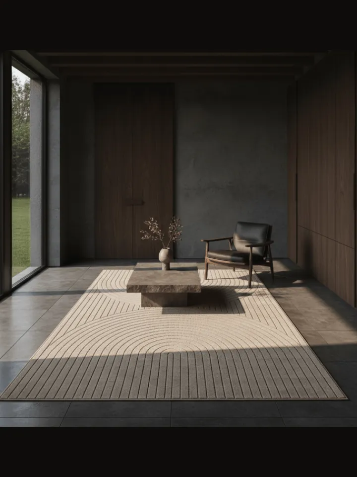 KADIMA DESIGN Outdoorteppiche<Teppich In-/Outdoor Kurzflor Skandi 3D-Design Polypropylen Balkon in Beige