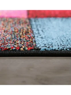 KADIMA DESIGN Teppiche & Fußmatten<Teppich Kurzflor Karos Wohnzimmer schmutzabweisend in Mehrfarbig