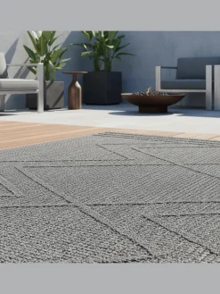 KADIMA DESIGN Outdoorteppiche<Teppich Outdoor Flachgewebe Boho-Muster Polypropylen Küche in Grau