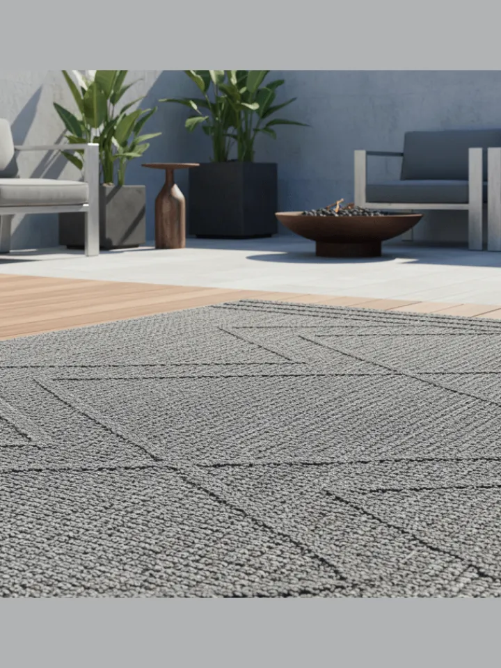 KADIMA DESIGN Outdoorteppiche<Teppich Outdoor Flachgewebe Boho-Muster Polypropylen Küche in Grau