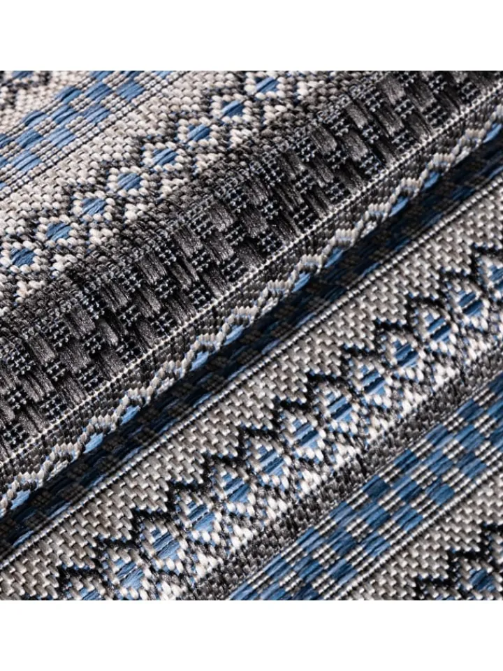 KADIMA DESIGN Outdoorteppiche<Teppich Outdoor Flachgewebe Vintage-Look Polypropylen Balkon in Schwarz