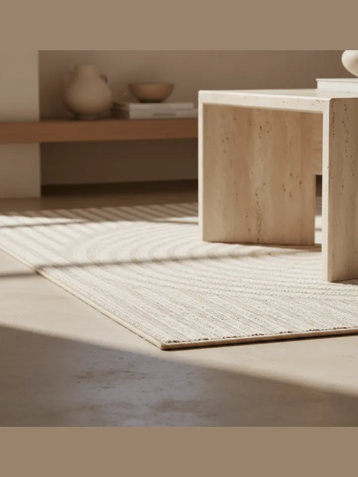 KADIMA DESIGN Outdoorteppiche<Teppich Outdoor Flachgewebe Boho Muster Polypropylen Balkon in Beige